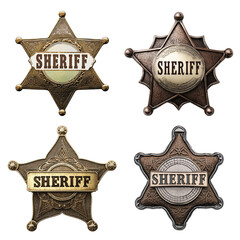 Cowboy Sheriff Badge Isolated on Transparent Background PNG
