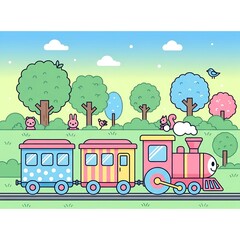 Naklejka premium school bus and train