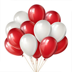 Red and white balloons isolated on white background