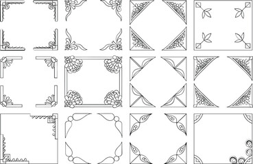 Collection of ornate vintage decorative corner borders and frames