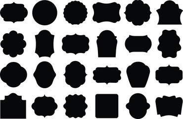 Collection of decorative silhouetted frames and labels