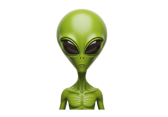 Close-up of a stylized alien figure.