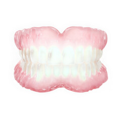 Obraz premium A set of false teeth or dentures used to replace missing teeth for improved oral health isolated on transparent background