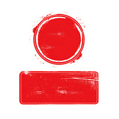 Red Grunge Stamp and Rectangle on Black Background