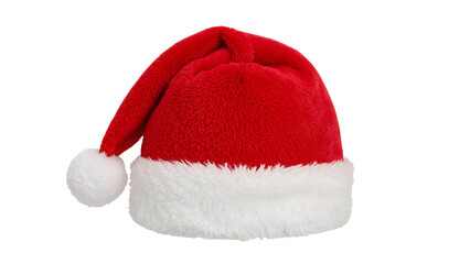 Classic red and white santa hat isolated on isolated background for festive holiday season