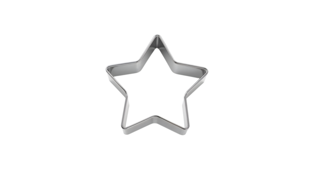 Minimalist starshaped metal cookie cutter on clean isolated background for baking essentials
