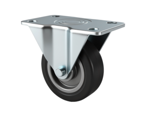 Industrial metal swivel caster wheel with steel mounting plate designed for heavy duty mobility solutions with copy space