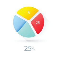 Vibrant pie chart infographic with colorful sections and percentage representations for data analysis and business presentations showing growth