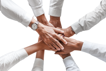 Joined hands png cut out, business teamwork on transparent background
