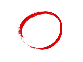 Red brush stroke circle on a transparent background