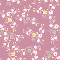 Seamless floral pattern tileable blue and white country style print with flowers for wallpaper wrapping paper scrapbook fabric and product design generative ai