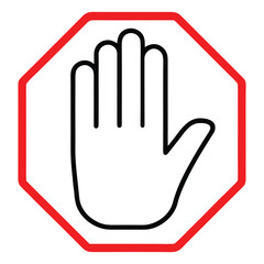 Obraz premium Stop hand symbol in red octagon border