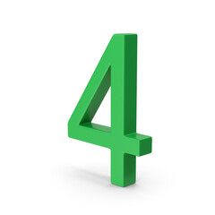 Vibrant Green Number Four 3D Render  png