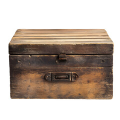Vintage Old Wooden Box on White Background for Professional Photography Use