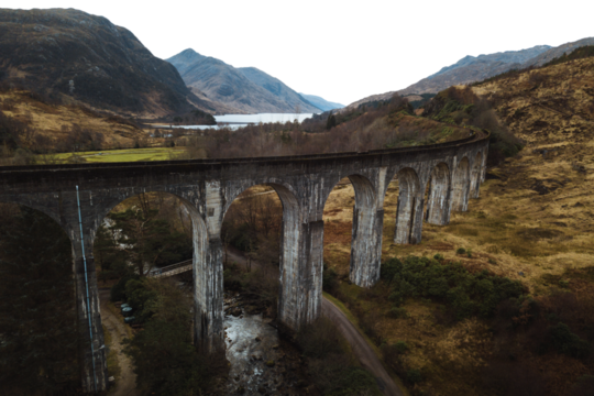 PNG old viaduct landscape border, transparent background