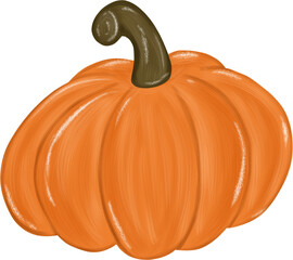 Bright orange pumpkin with a whimsical green stem captures the essence of autumn harvest festivities in a delightful design