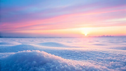 Snowy Winter Landscape at Sunrise &ndash; Cold, Morning Light, Snowfield, Frost, Pink Sky, Winter Season, Tranquil, Scenic View, Nature, Frozen, Chill, Mountain Horizon, Peaceful, Cold Weather