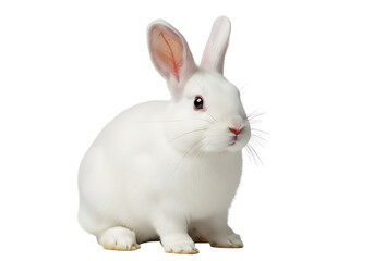 Fototapeta premium A white rabbit against a black background.