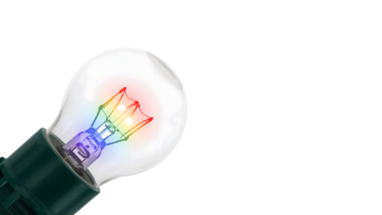 Vibrant rainbow light bulb on isolated background: innovation and creativity