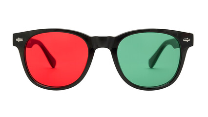Vintage red and green 3d anaglyph glasses on isolated background