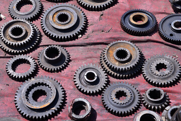 Used rusty gears at flea markets