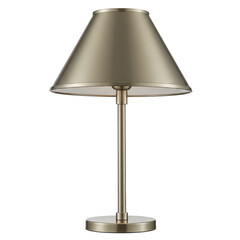Elegant table lamp with a metallic shade illuminating a cozy room setting