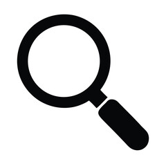 Simple black magnifying glass icon on white background