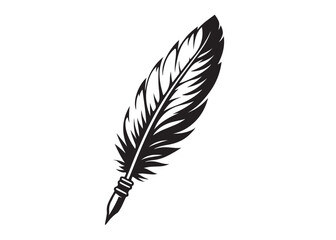 feather pen logo silhouette vector, quill pen vector silhouette logo design, quill silhouette writing silhouette vector illustration, quill pen feather pen logo vector silhouette on white background