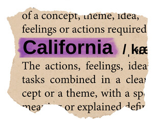 California png word sticker, torn paper dictionary, transparent background