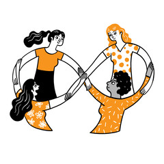 Diverse People Holding Hands in an Infinity Shape of Unity
