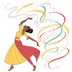 Fototapeta premium Graceful dancer in traditional attire with flowing ribbons