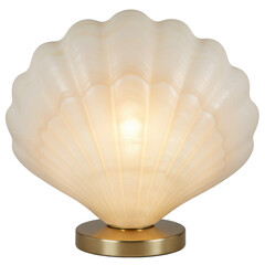 Elegant seashell-shaped lamp illuminating a cozy room with soft background decor