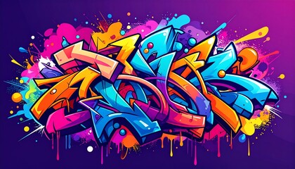 Vibrant graffiti style text art
