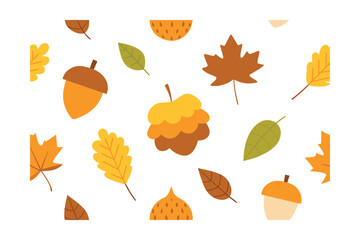 Seamless Autumn Pattern with Stylized Seasonal Elements