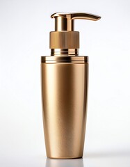 Obraz premium Elegant gold pump bottle for luxurious skincare products, perfect for packaging and presentation in a beauty routine.