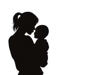 Silhouette of mother holding and loving her baby