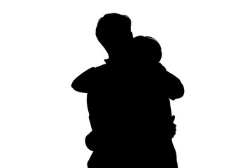 Silhouette of couple embracing showing love and affection