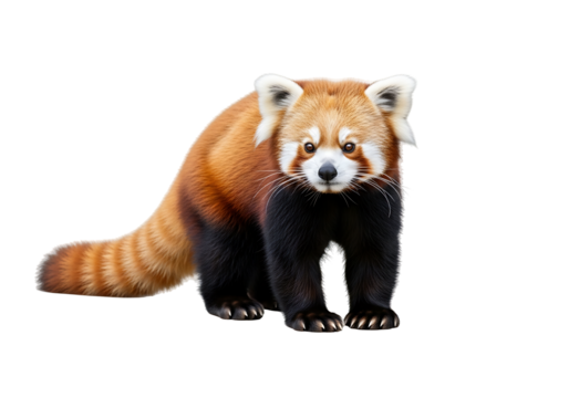 Red panda standing against a black background.