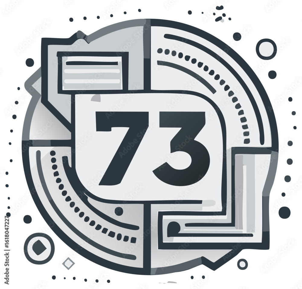 Poster number 73 graphic element abstract design round ornament frame circle pattern