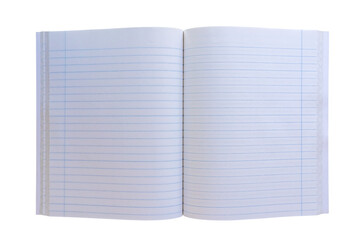 Open notebook with lined paper and margins ready for writing or drawing, symbolizing potential and new beginnings. Isolated