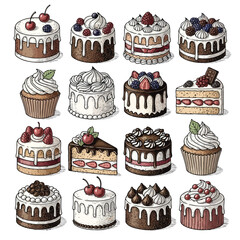 Delicious Assortment of Cakes and Cupcakes with Berries Chocolate and Cream A Feast for the Eyes