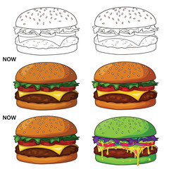 Hamburger Transformation Process from Sketch to Color Realism with Fantasy Option a Visual Guide to Development