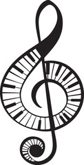 treble clef piano vector silhouette, music logo, musical design, piano keys circle, artistic music symbol, melody icon, creative music art, black and white music symbol, instrumental icon, piano and c