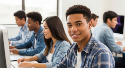 High school students in computer lab