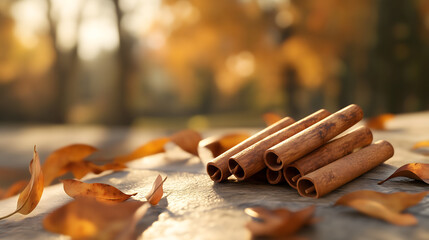 Cinnamon sticks placed quietly on a table