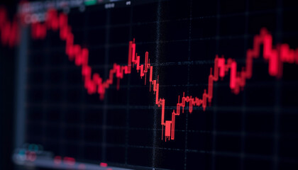 Stock Market Crash with Red Graphs showing Downtrend, Concept of Financial Crisis for Economic News, Investment Websites, Business Articles, and Market Analysis