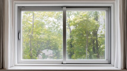 Obraz premium Bright window view with greenery outside, creating a tranquil ambiance and inviting natural light indoors.