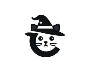 Whimsical Witch Cat Vector Illustration for Halloween Design