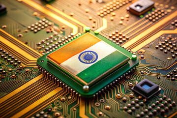 The indian flag is displayed on a computer processor chip