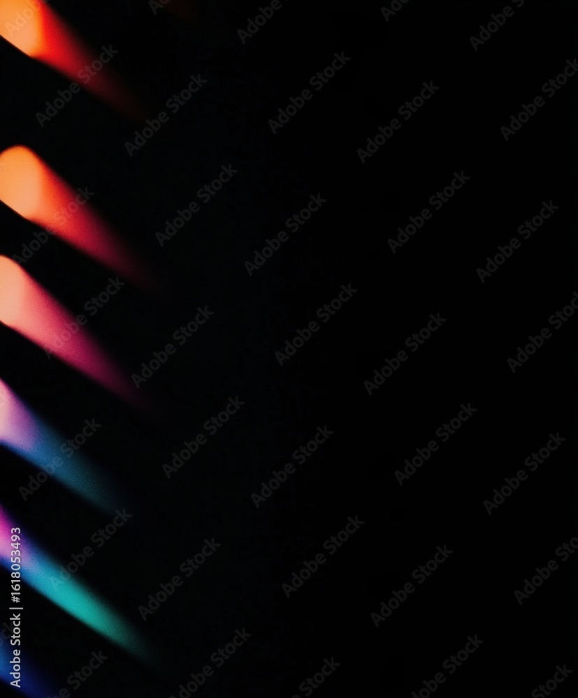 Poster diagonal light rays cast across a dark background. abstract futuristic light leak effect creating a 